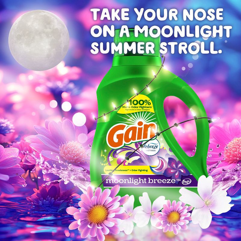 slide 5 of 13, Gain Moonlight Breeze HE Deep Cleaning Concentrated Liquid Laundry Detergent 78 Loads - 113 fl oz, 113 fl oz