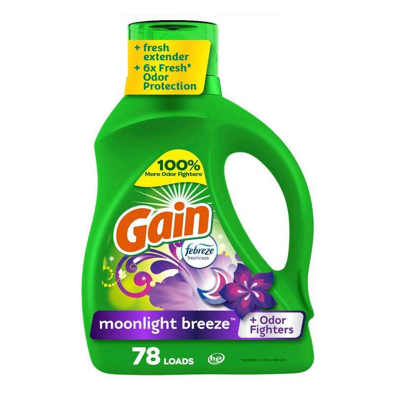 slide 1 of 13, Gain Moonlight Breeze HE Deep Cleaning Concentrated Liquid Laundry Detergent 78 Loads - 113 fl oz, 113 fl oz