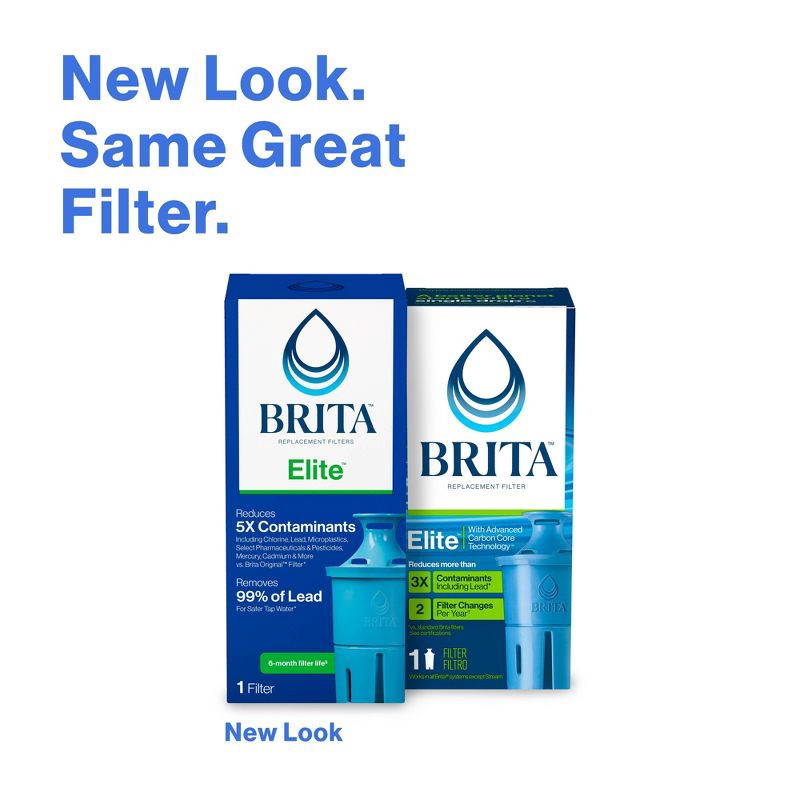 slide 3 of 14, Brita Elite Replacement Water Filter for Pitchers and Dispensers: Reduces Odors, Filters Benzene & Lead, 1 ct