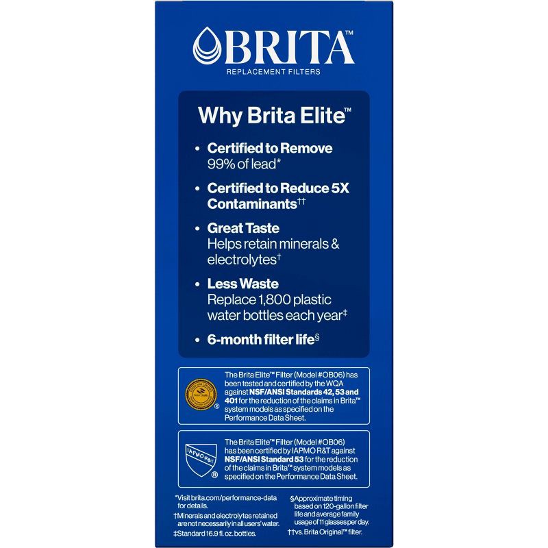 slide 14 of 14, Brita Elite Replacement Water Filter for Pitchers and Dispensers: Reduces Odors, Filters Benzene & Lead, 1 ct