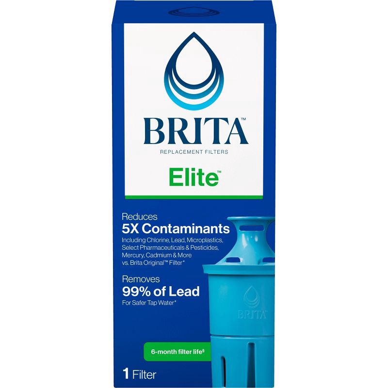 slide 12 of 14, Brita Elite Replacement Water Filter for Pitchers and Dispensers: Reduces Odors, Filters Benzene & Lead, 1 ct