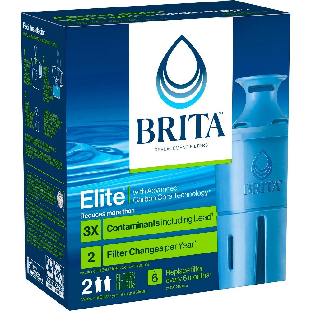 slide 3 of 11, Brita 2ct Elite Replacement Water Filter for Pitchers and Dispensers, 2 ct