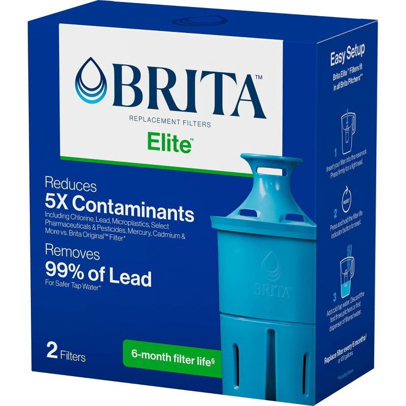 slide 14 of 14, Brita 2ct Elite Replacement Water Filter for Pitchers and Dispensers: Reduces Odors, Filters Lead & More, 2 ct