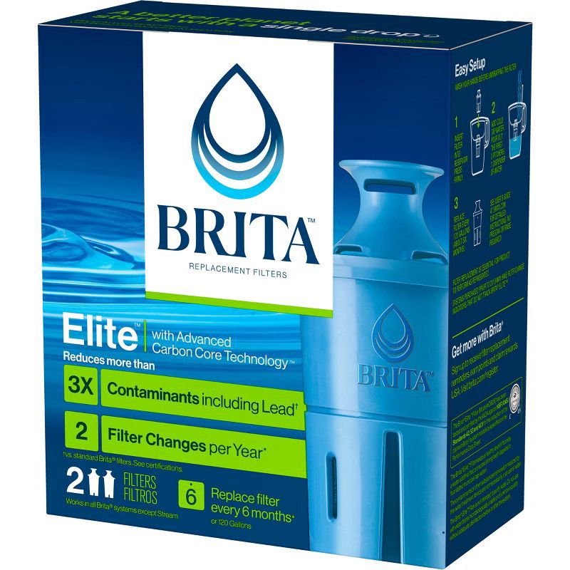 slide 4 of 11, Brita 2ct Elite Replacement Water Filter for Pitchers and Dispensers, 2 ct