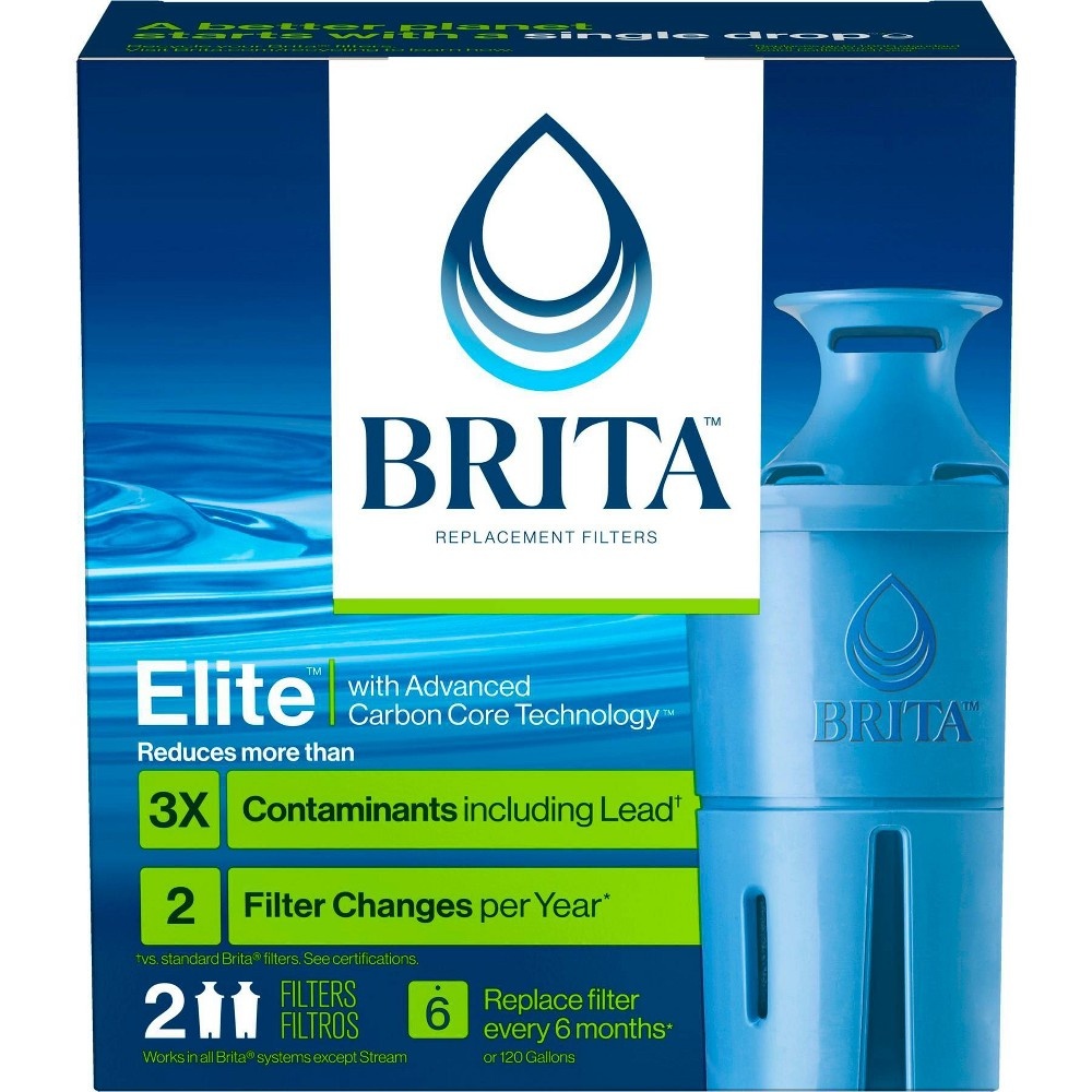 slide 7 of 11, Brita 2ct Elite Replacement Water Filter for Pitchers and Dispensers, 2 ct