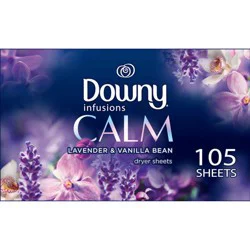 Downy Infusions Lavender Scented Serenity Fabric Softener Dryer Sheets - 105ct