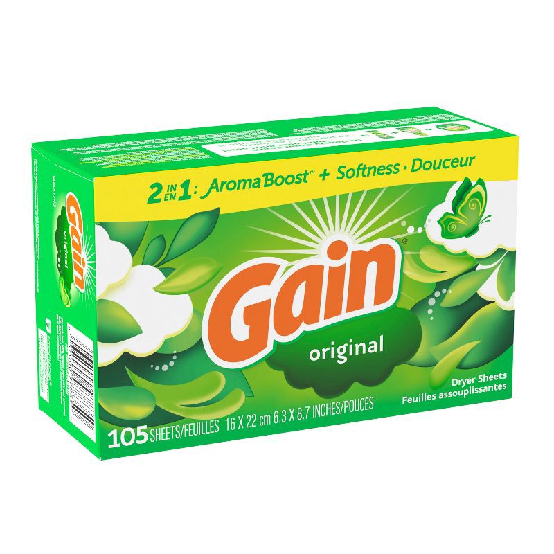 slide 2 of 15, Gain Original Fabric Softener Dryer Sheets - 105ct, 105 ct