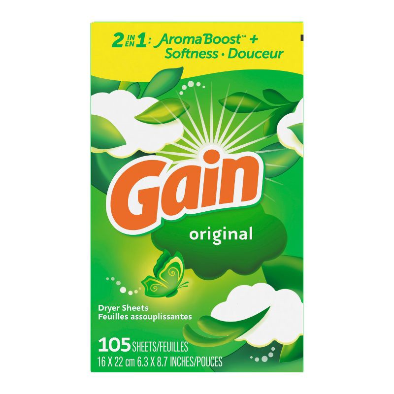 slide 4 of 15, Gain Original Fabric Softener Dryer Sheets - 105ct, 105 ct