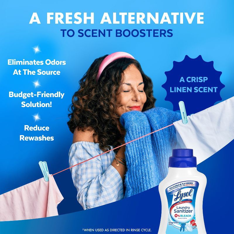 slide 4 of 10, Lysol Crisp Linen Scented Laundry Sanitizer - 41 fl oz, 41 fl oz