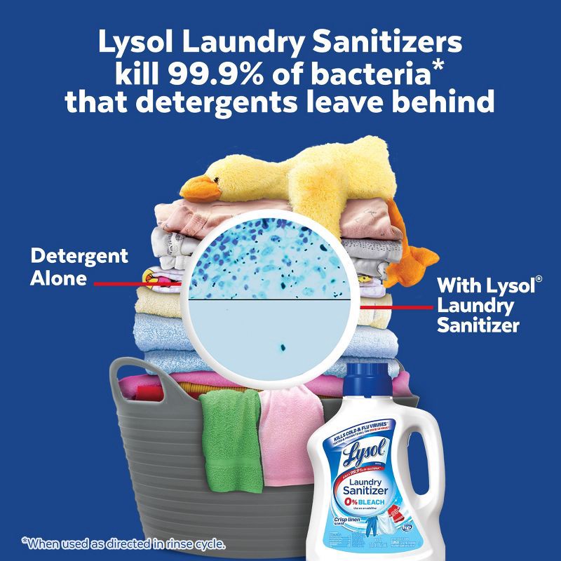 slide 3 of 9, Lysol Laundry Sanitizer Crisp Linen Detergent Booster - 90oz, 90 oz