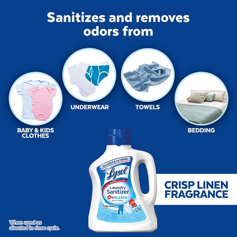 slide 4 of 9, Lysol Laundry Sanitizer Crisp Linen Detergent Booster - 90oz, 90 oz