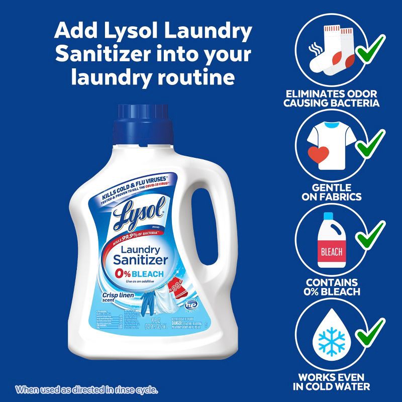 slide 5 of 9, Lysol Laundry Sanitizer Crisp Linen Detergent Booster - 90oz, 90 oz