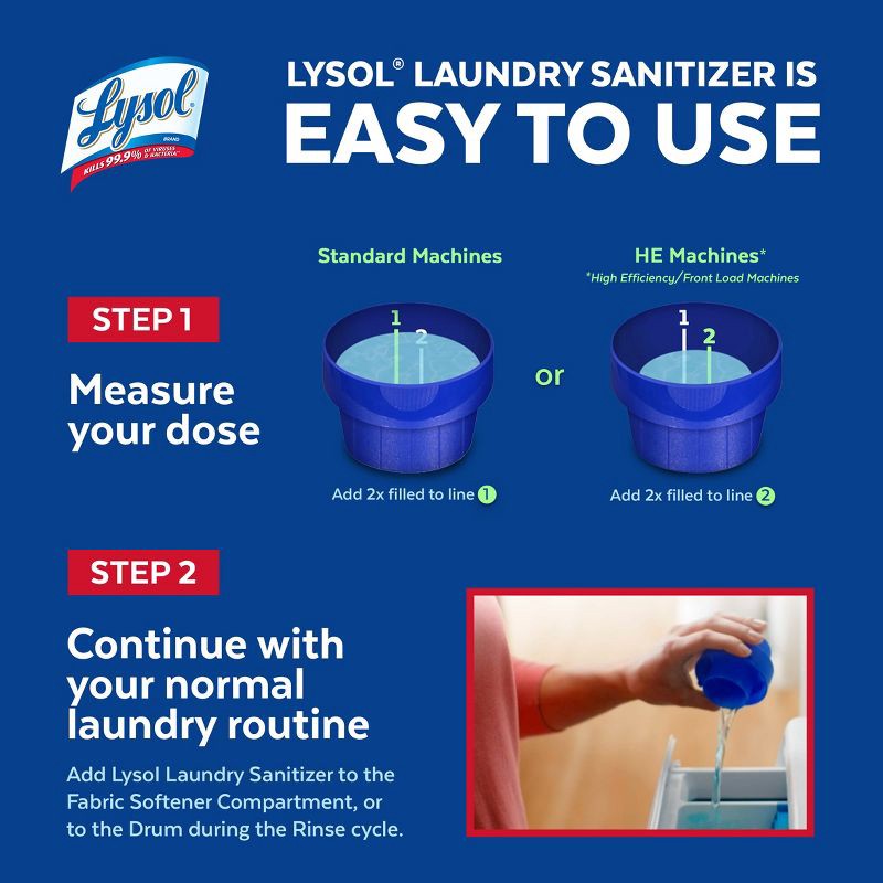 slide 6 of 9, Lysol Laundry Sanitizer Crisp Linen Detergent Booster - 90oz, 90 oz
