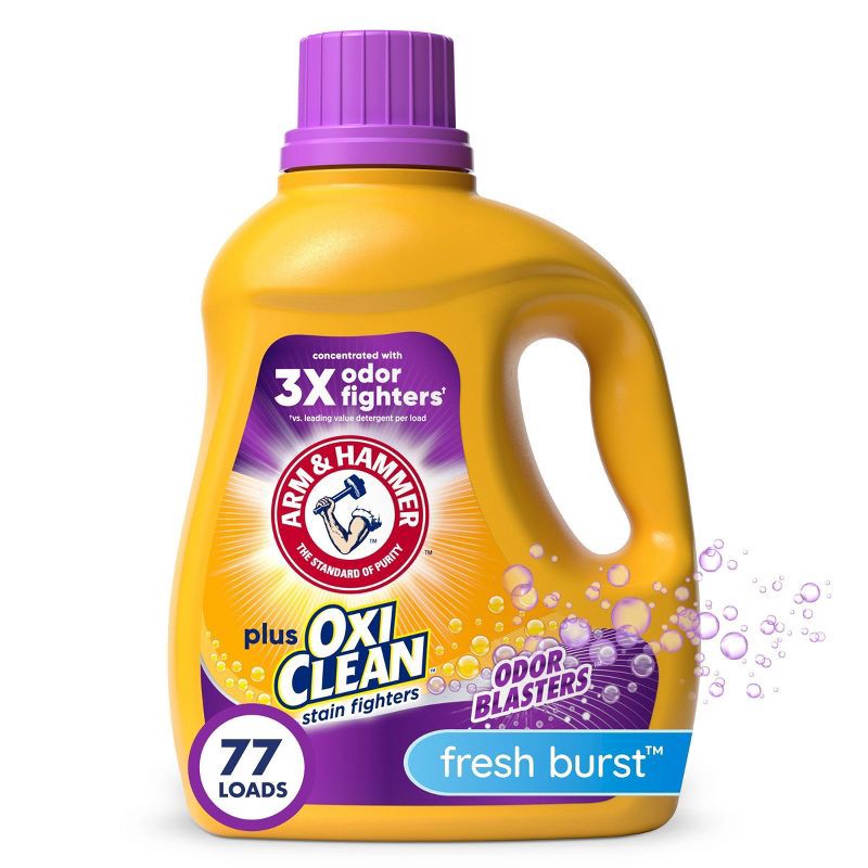 slide 1 of 10, Arm & Hammer Plus OxiClean Odor Blasters HE Liquid Laundry Detergent 77 Loads - 100.5 fl oz, 100.5 fl oz