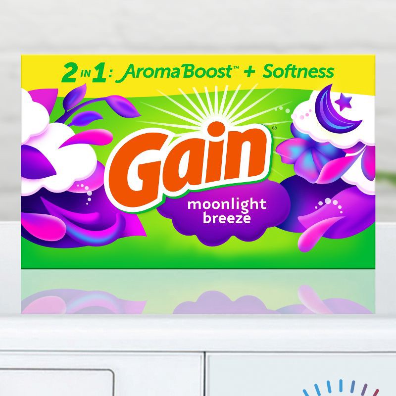 slide 10 of 10, Gain Fabric Softener Dryer Sheets - Moonlight Breeze - 105ct, 105 ct