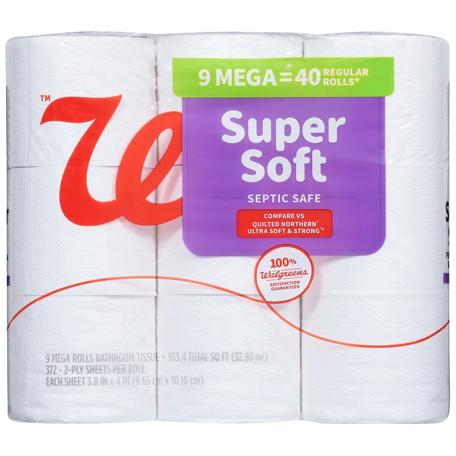 slide 1 of 2, Walgreens Super Soft Bathroom Tissue, 372 ct x 9 ct