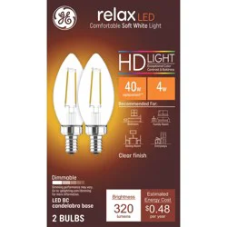 GE Household Lighting GE 2pk 40W Relax Clear LED Decorative Light Bulbs Soft White