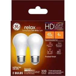 GE Household Lighting GE 2pk 40W Relax A15 LED Ceiling Fan Frosted Light Bulbs Soft White