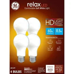 GE Household Lighting GE 4pk 60W Relax A19 LED HD Light Bulbs Soft White