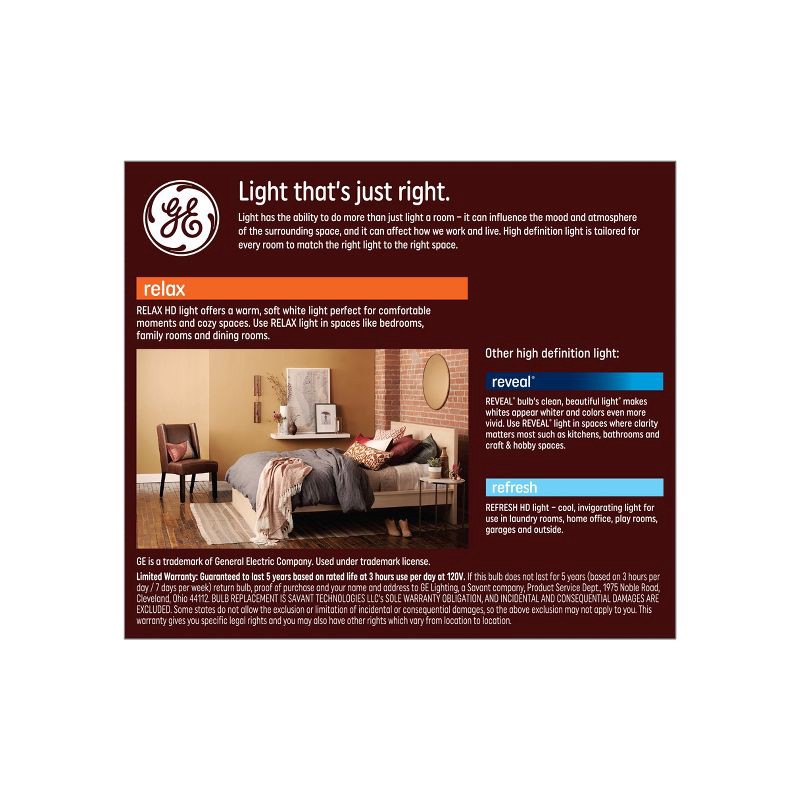 slide 3 of 4, GE Household Lighting GE 2pk 40W Relax A19 LED Light Bulbs Soft White, 2 ct