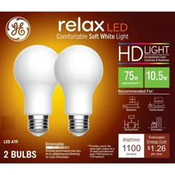 GE Household Lighting GE 2pk 75W Relax A19 LED HD Light Bulbs Soft White