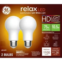 GE Household Lighting GE 2pk 75W Relax A19 LED HD Light Bulbs Soft White