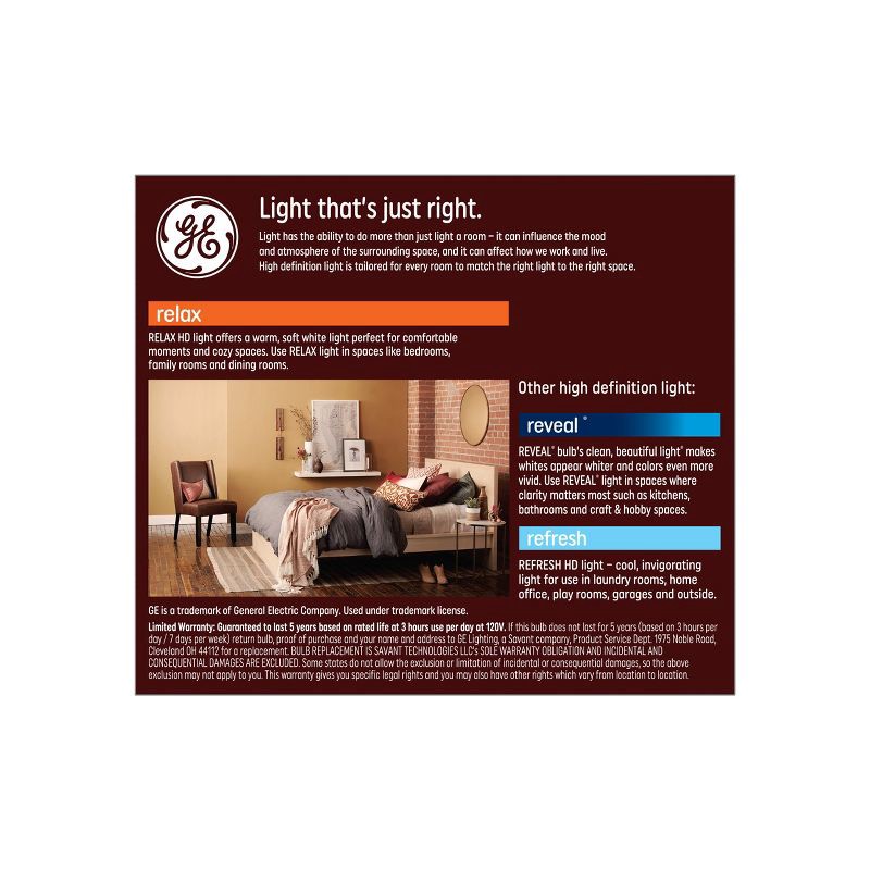 slide 3 of 8, GE Household Lighting GE 2pk 100W Relax A19 LED HD Light Bulbs Soft White, 2 ct