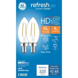 GE Household Lighting GE 2pk 40W Refresh LED Decorative Light Bulbs Daylight Clear
