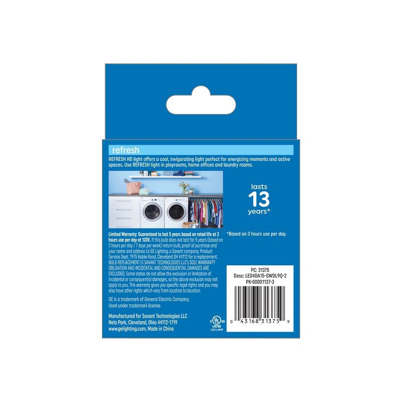 slide 3 of 8, GE Household Lighting GE 2pk 40W Refresh A15 LED Ceiling Fan Frosted Light Bulbs Daylight, 2 ct