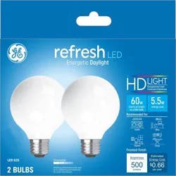 GE Household Lighting GE 2pk 60W Refresh G25 LED Globe Light Bulbs Daylight
