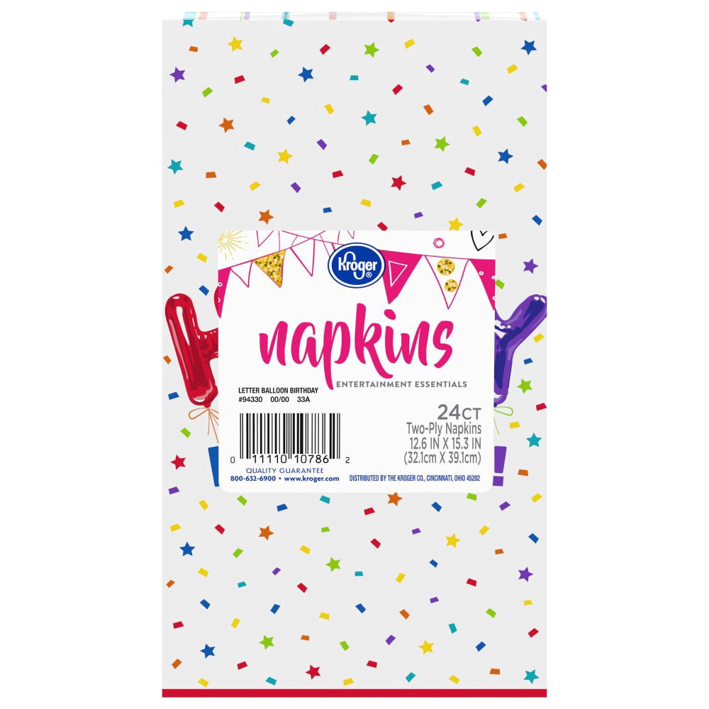 slide 1 of 2, Kroger Balloon Letter Birthday Napkins, 24 ct