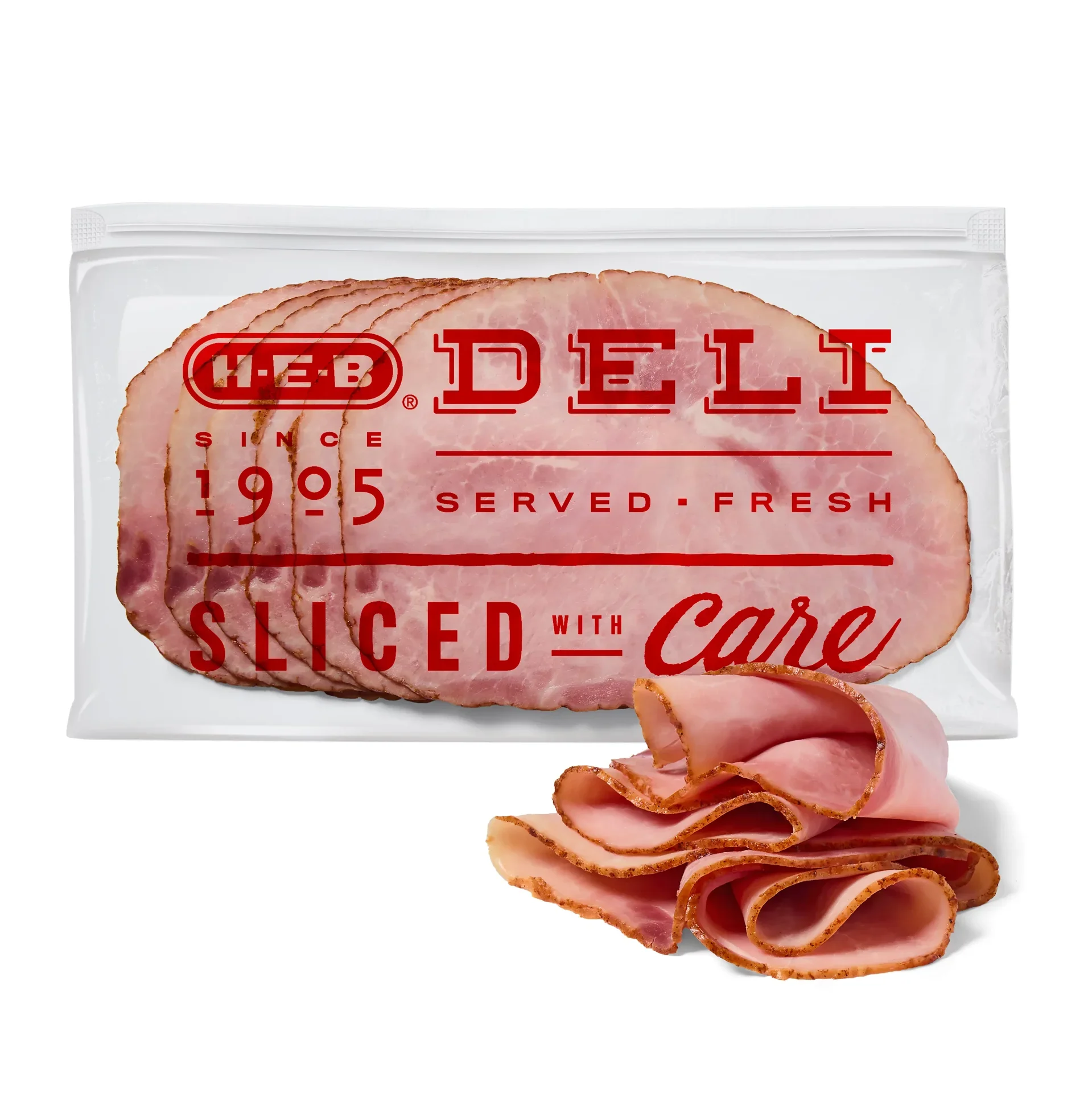 slide 1 of 1, H-E-B Deli Bourbon-Glazed Uncured Ham, Sandwich Sliced, per lb