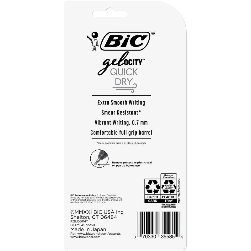 slide 6 of 8, BIC Gel-ocity 3pk Gel Pens Medium Black Ink, 3 ct