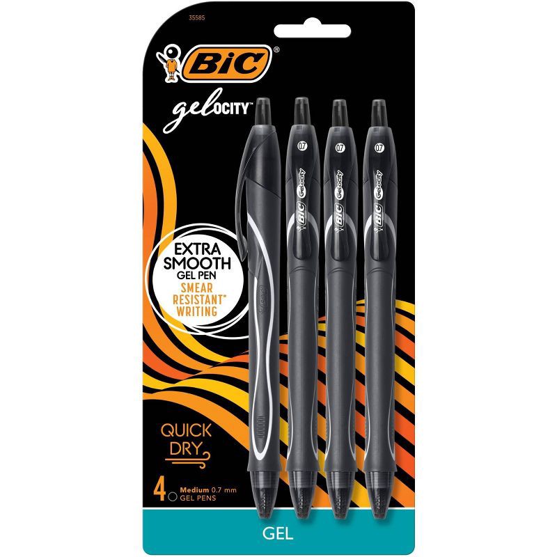 slide 1 of 8, BIC Gel-ocity 3pk Gel Pens Medium Black Ink, 3 ct