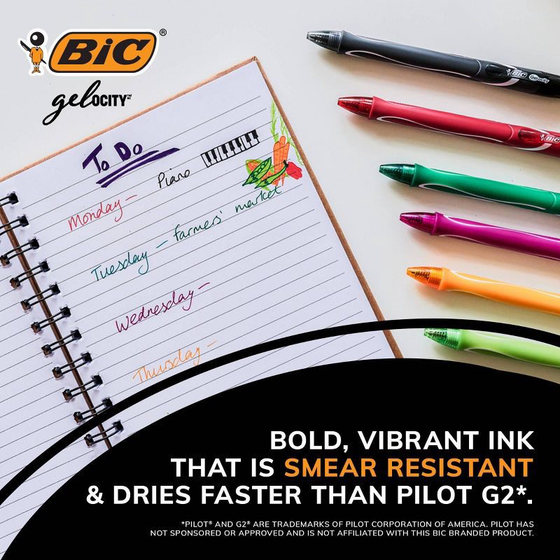 slide 11 of 12, BiC 12pk Gelocity Quick Dry Assorted Ink: Rubber Grip, Art & Stationery, Multicolored Ink, 12 ct
