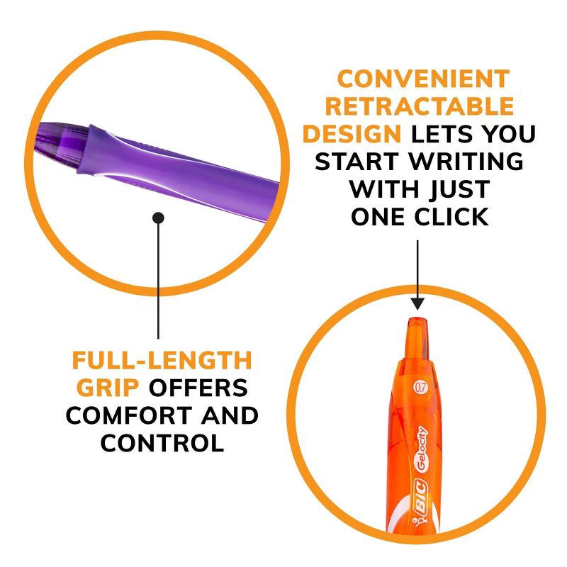 slide 6 of 12, BiC 12pk Gelocity Quick Dry Assorted Ink: Rubber Grip, Art & Stationery, Multicolored Ink, 12 ct