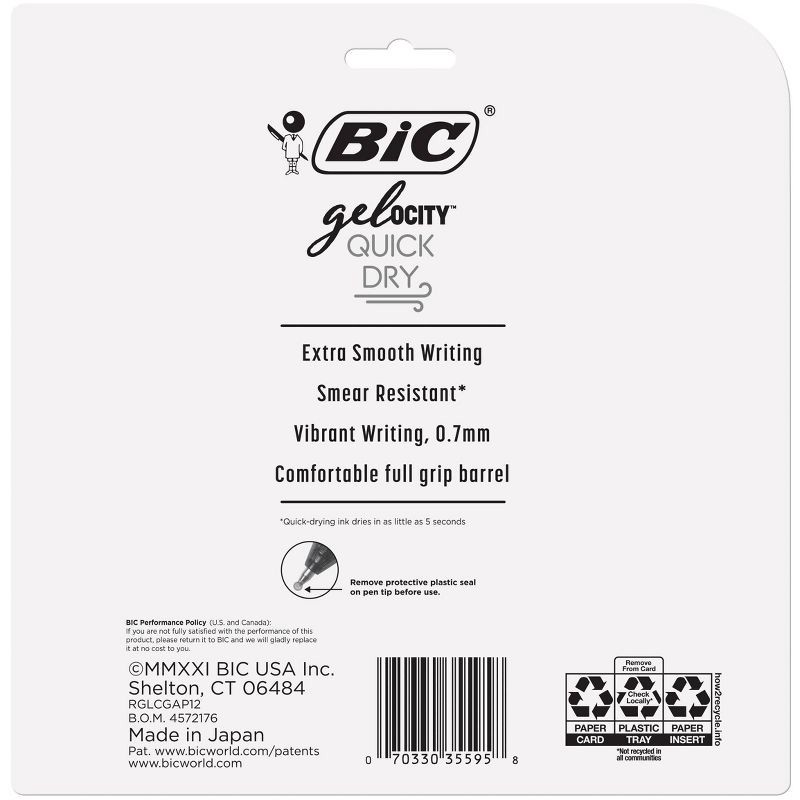 slide 10 of 12, BiC 12pk Gelocity Quick Dry Assorted Ink: Rubber Grip, Art & Stationery, Multicolored Ink, 12 ct