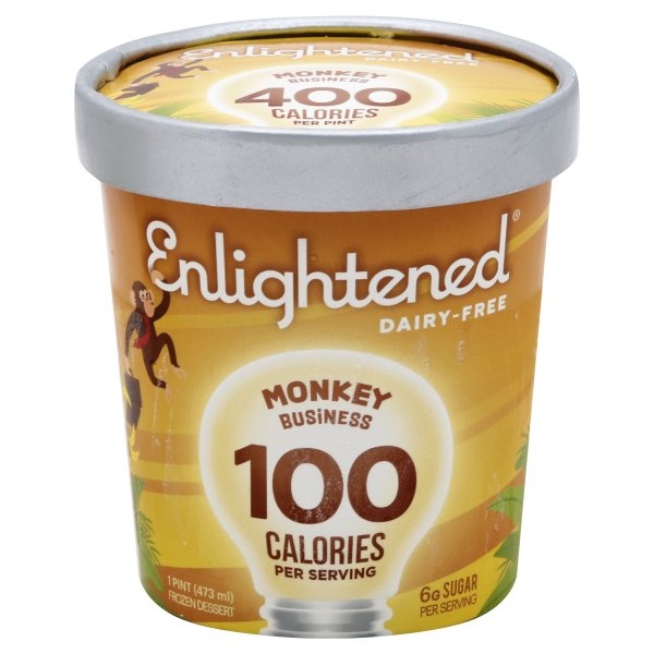 Pint containers of Enlightened- The Good-For-You Ice Cream brand ice cream  in a supermarket freezer in New York on Friday, November 3, 2017.  Enlightened is one of several ice cream brands that