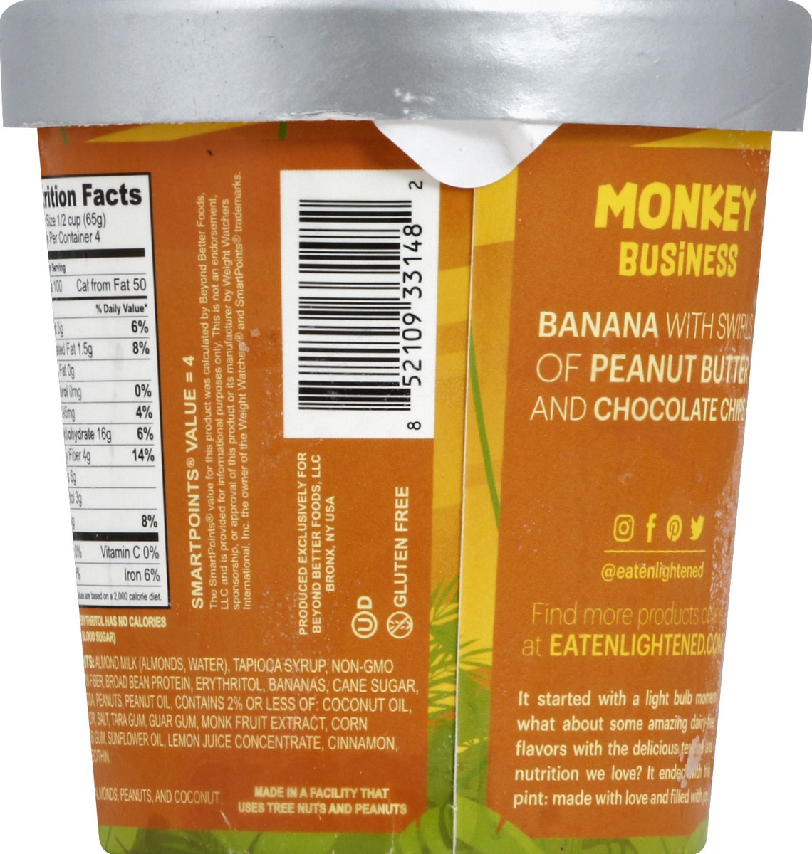 slide 6 of 6, Enlightened Dairy-Free Monkey Business Ice Cream 1 pt, 16 fl oz