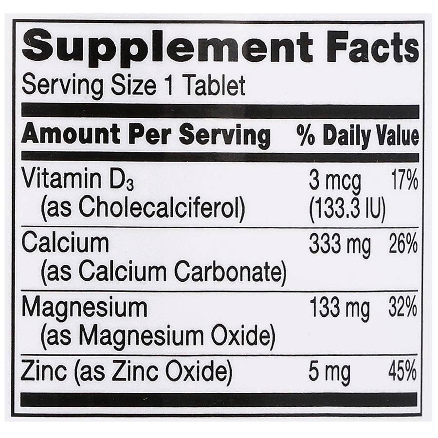 slide 5 of 5, Walgreens Calcium, Magnesium & Zinc + D Tablets, 250 ct