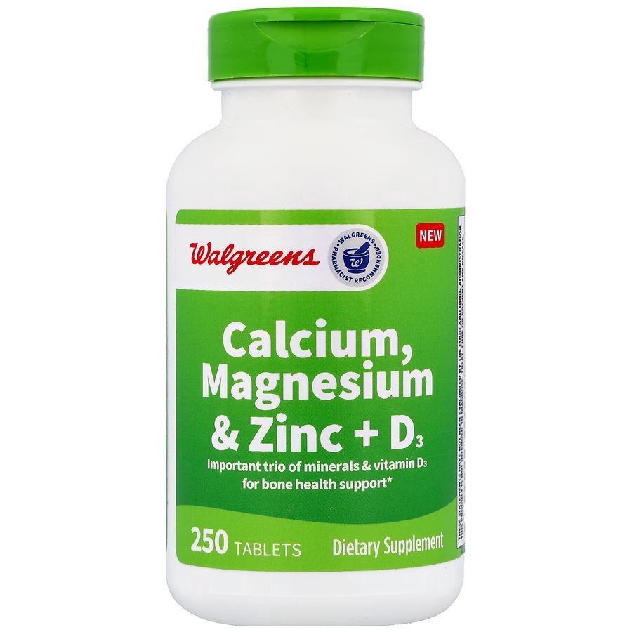 slide 1 of 5, Walgreens Calcium, Magnesium & Zinc + D Tablets, 250 ct