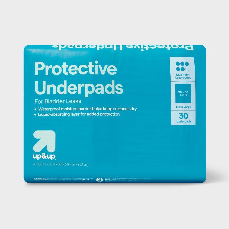 slide 1 of 3, Protective Bed Underpads - Maximum Absorbency - Extra Large - 30ct - up&up™, 30 ct