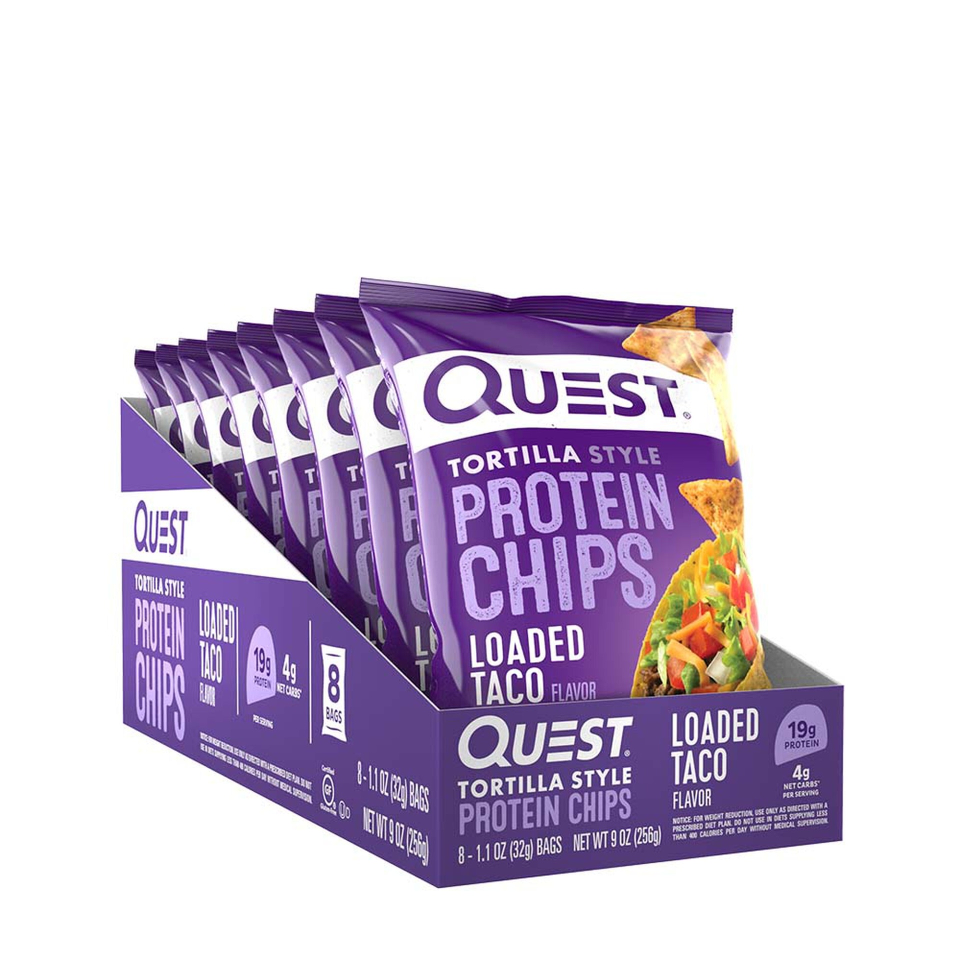 slide 1 of 1, Quest Tortilla Style Protein Chips - Loaded Taco, 8 ct