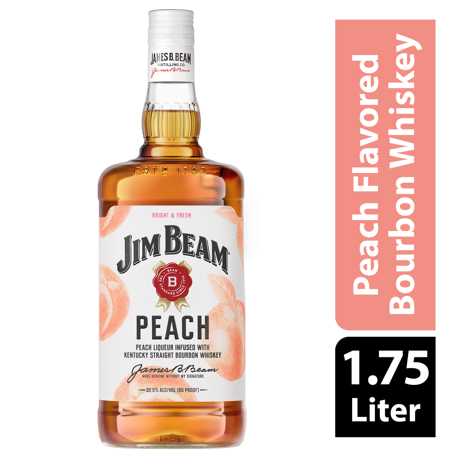 slide 1 of 2, Jim Beam Peach Liqueur with Kentucky Straight Bourbon Whiskey 1.75 L, 1.75 liter