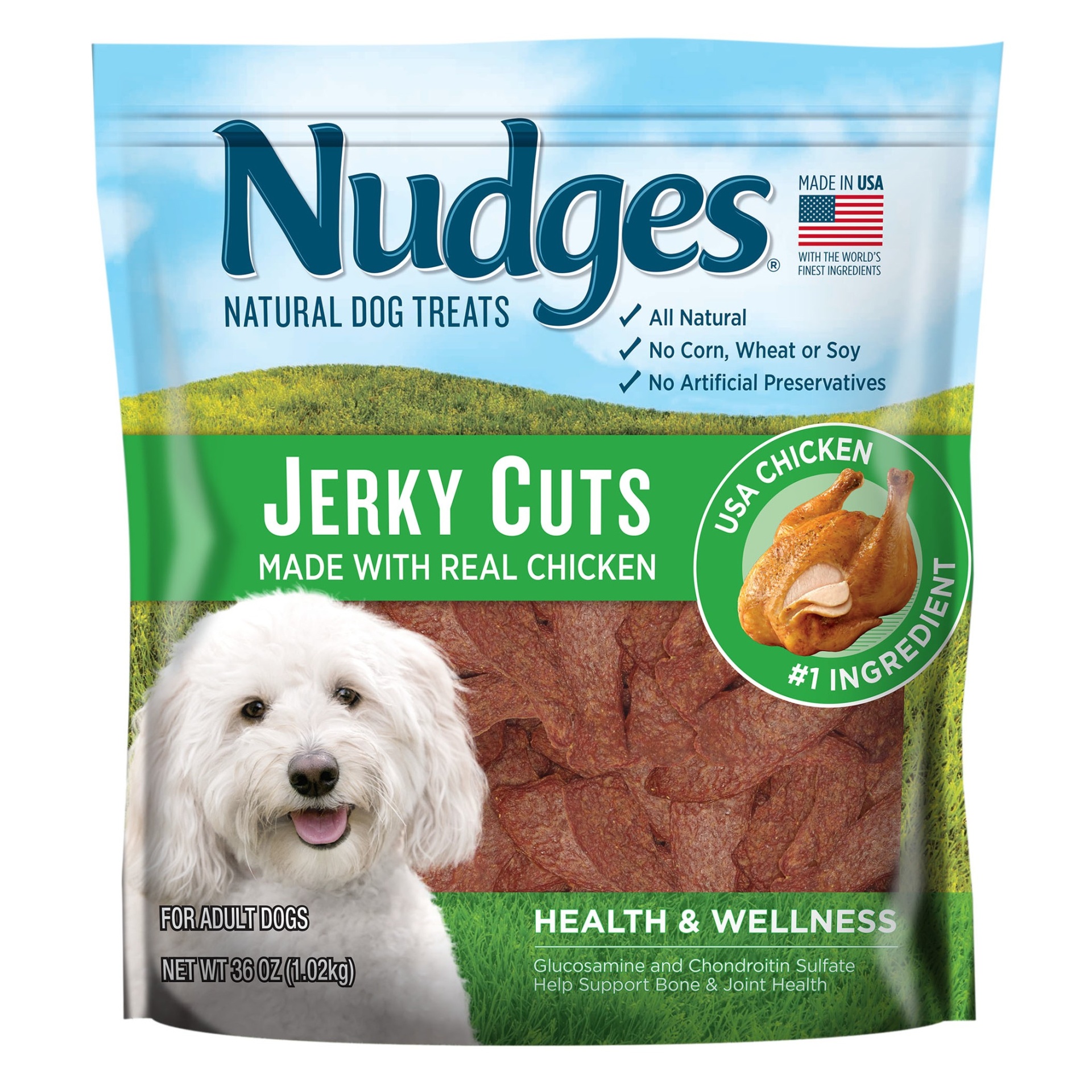 slide 1 of 3, Nudges Chicken Health & Wellness Jerky Cuts Natural Dog Treats - 36oz, 36 oz