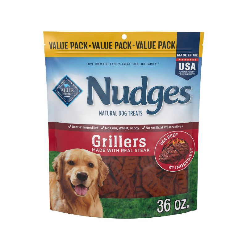 slide 1 of 10, Blue Buffalo Nudges Grillers Natural Dog Treats with Beef Steak - 36oz, 36 oz