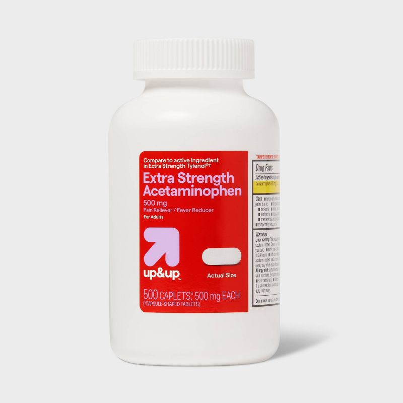 slide 1 of 5, Acetaminophen Extra Strength Pain Reliever & Fever Reducer Caplets - 500ct - up&up™, 500 ct