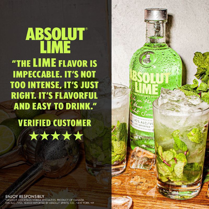 slide 4 of 6, Absolut Lime Vodka - 750ml Bottle, 750 ml