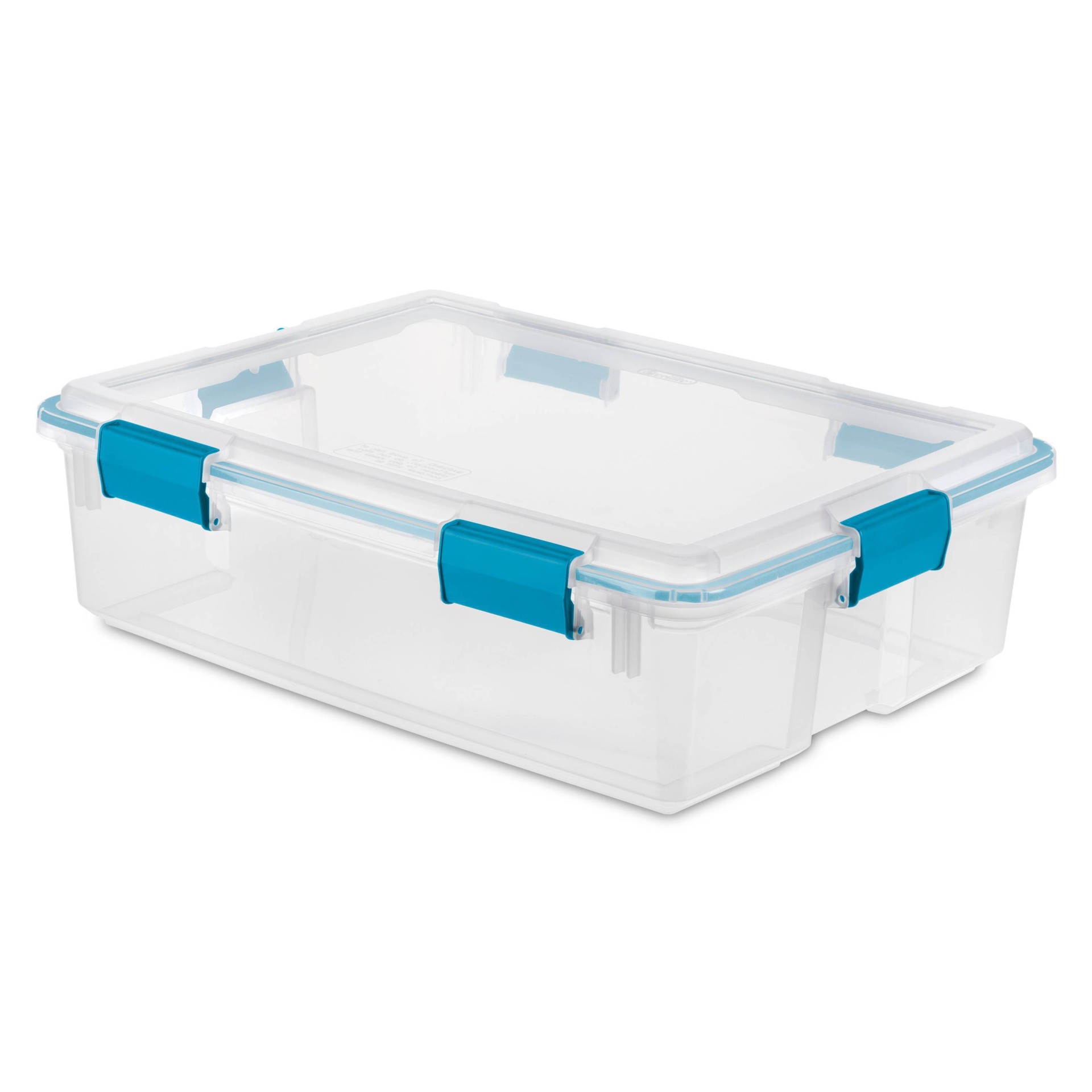 slide 1 of 7, Sterilite Gasket Box Clear with Blue Latches, 37 qt