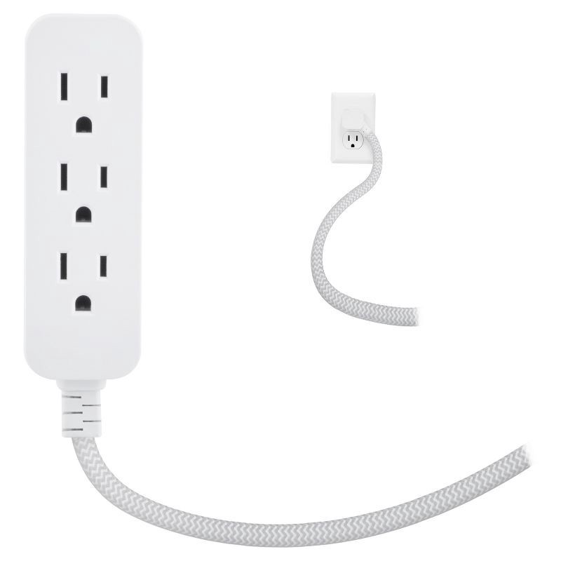slide 3 of 5, Cordinate 10' Outlet Extension Cord Gray/White, 1 ct